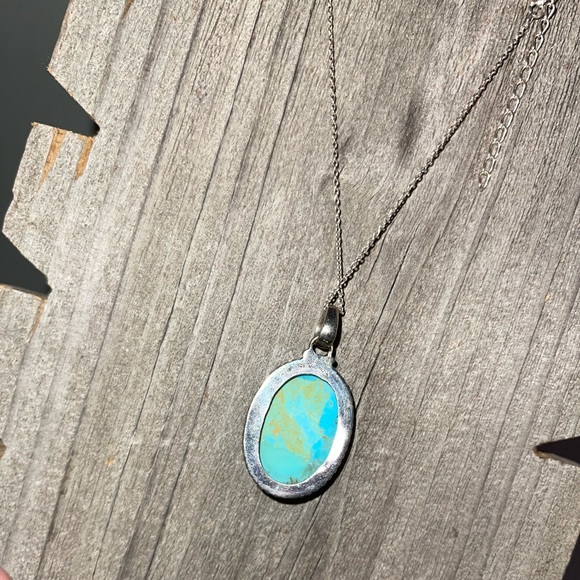 Natural Turquoise Pendant on Chain - Picture 4 of 5